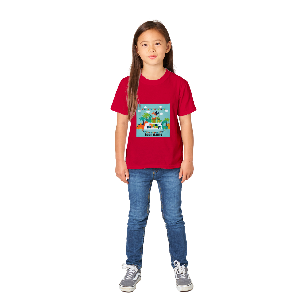 Personalised dinosaur theme Kids birthday T-shirt