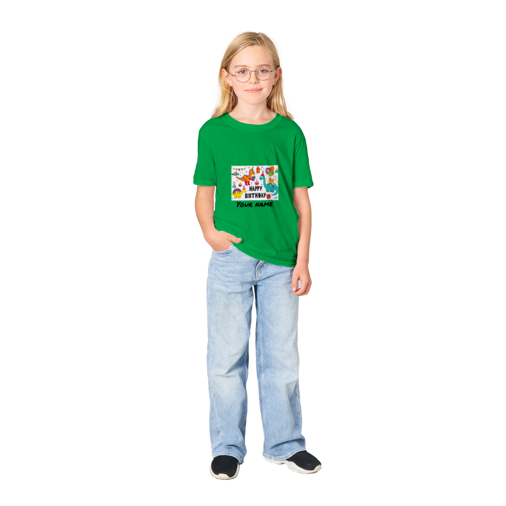 Personalised dinosaur theme Kids birthday T-shirt