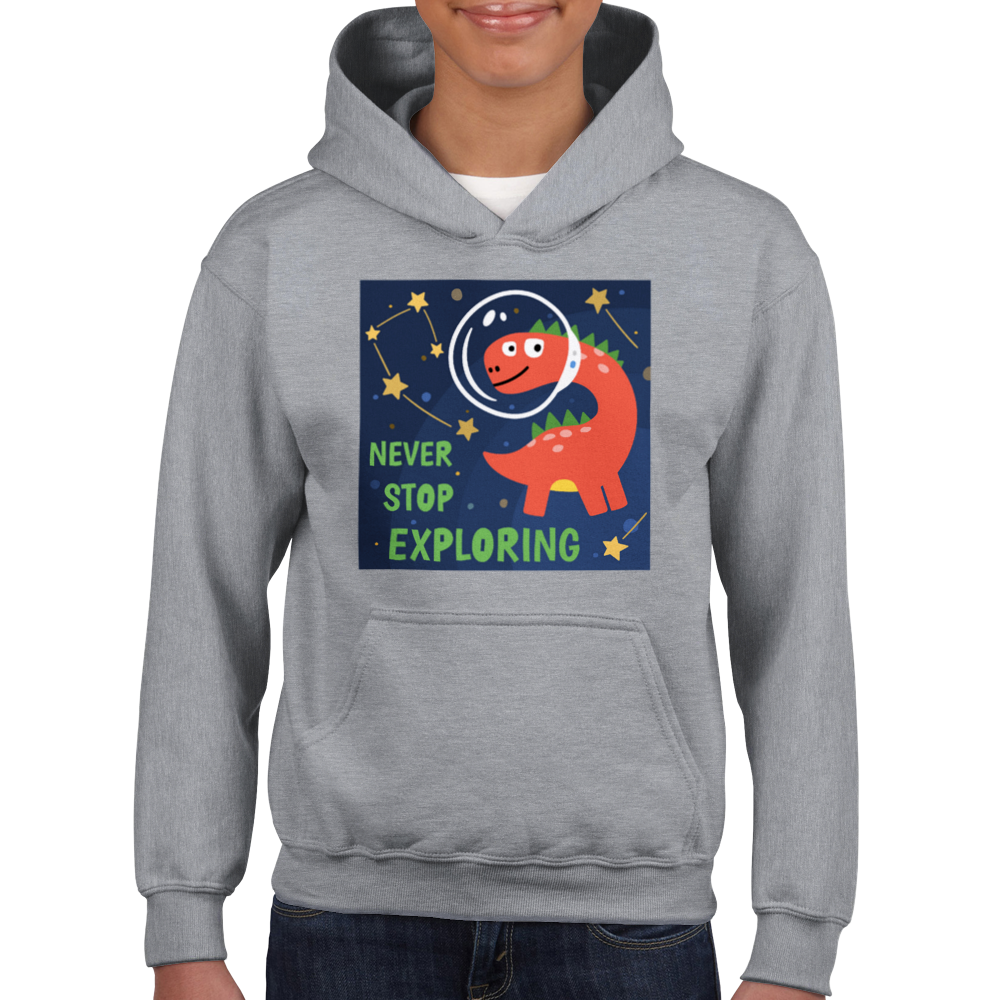 Space explorer dinosaur Kids Pullover Hoodie