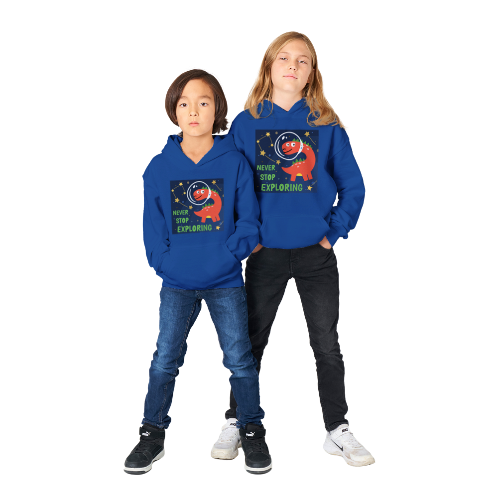 Space explorer dinosaur Kids Pullover Hoodie