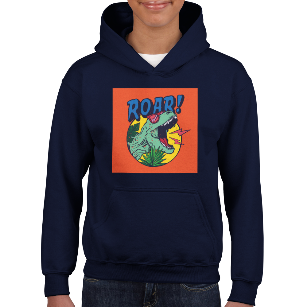 Roaring dinosaur Kids Pullover Hoodie