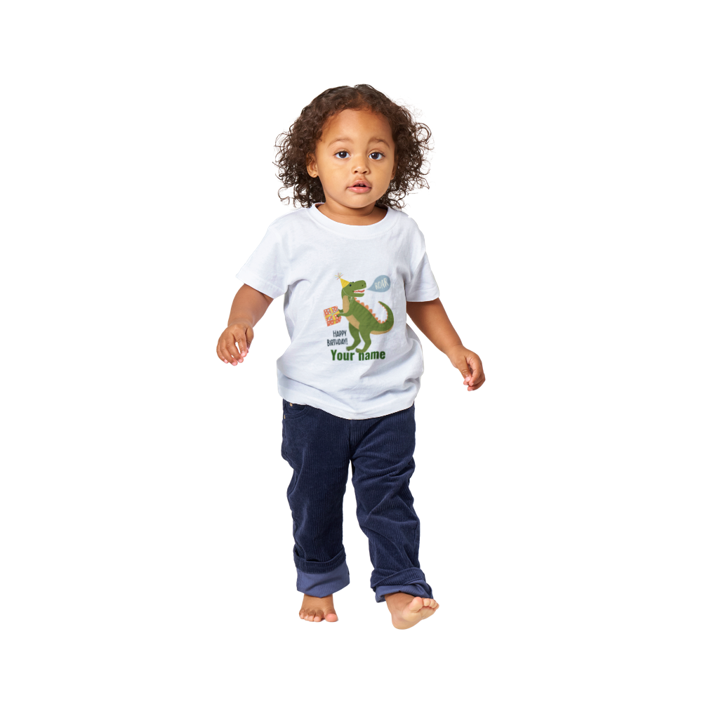 Personalised dinosaur theme baby birthday T-shirt