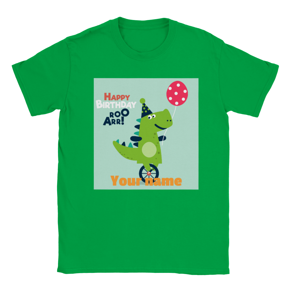 Personalised dinosaur theme kids birthday t-shirt