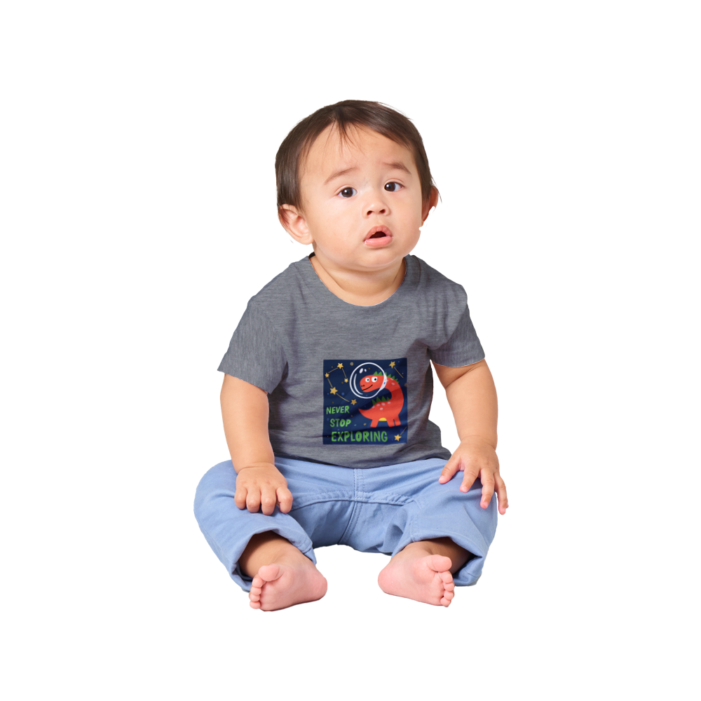 Never stop exploring Dinosaur Baby T-shirt