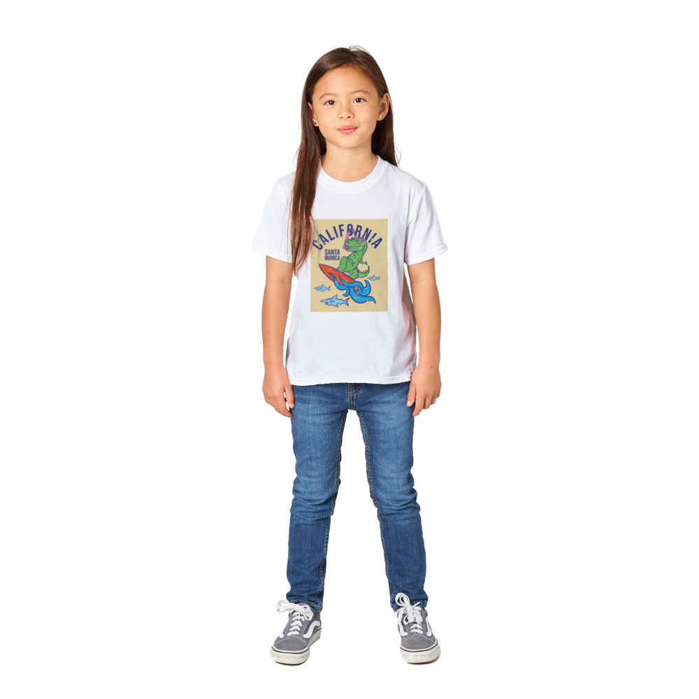 Surfing T-rex kids dinosaur T-shirt