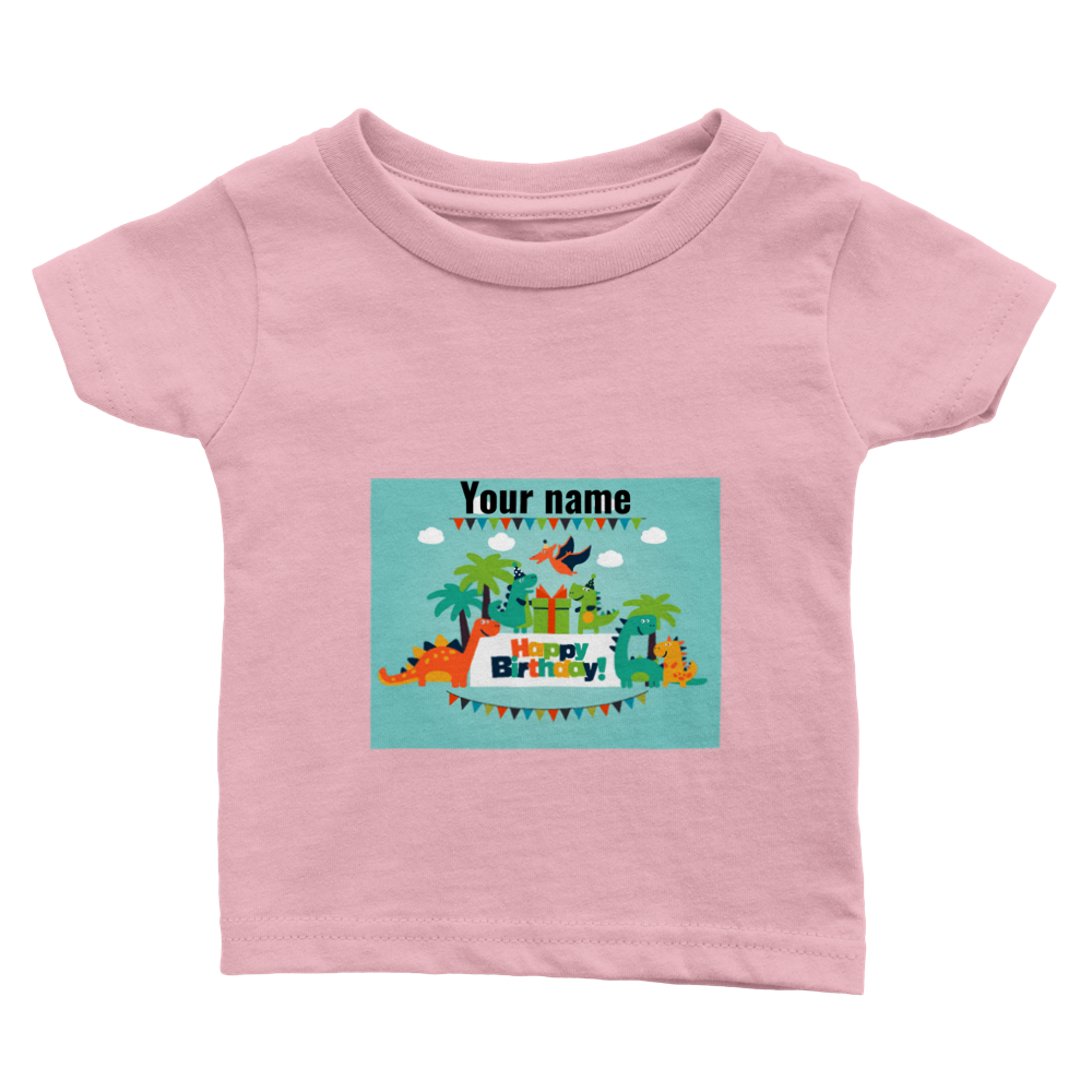 Personalised dinosaur theme baby birthday T-shirt