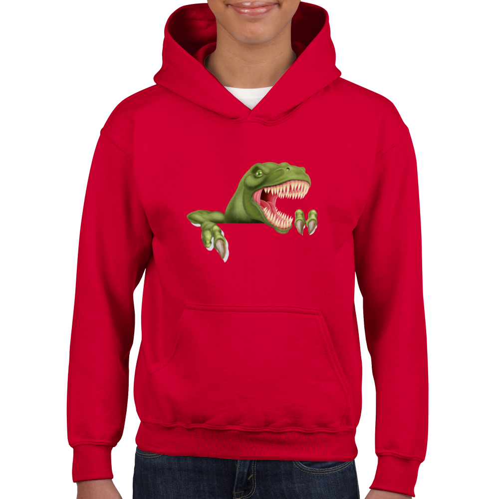 Angry dinosaur Kids Pullover Hoodie