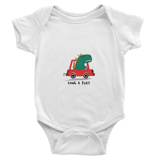 Driving dinosaur Baby Short Sleeve Onesies