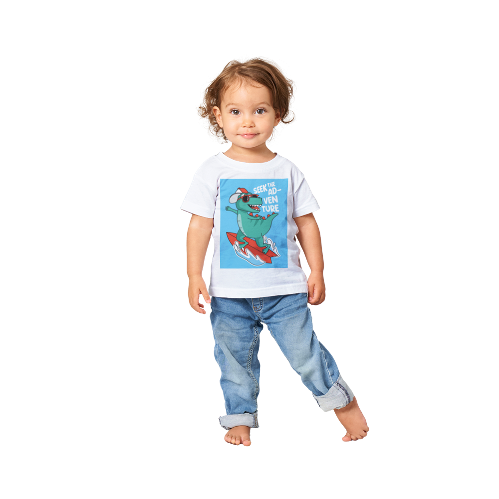 Surfing dinosaur baby T-shirt