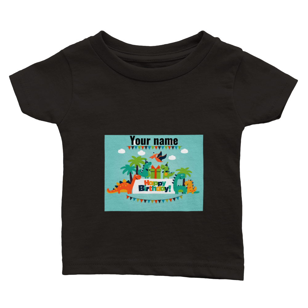 Personalised dinosaur theme baby birthday T-shirt