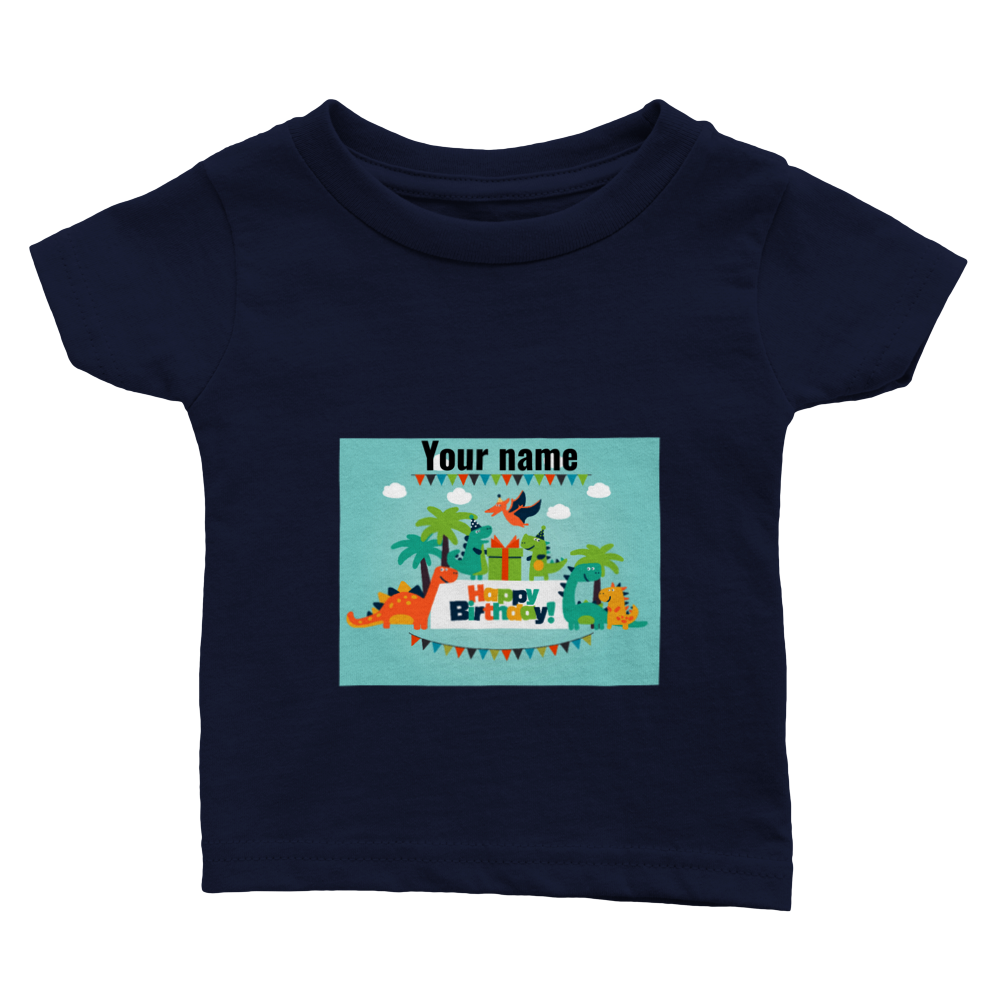 Personalised dinosaur theme baby birthday T-shirt