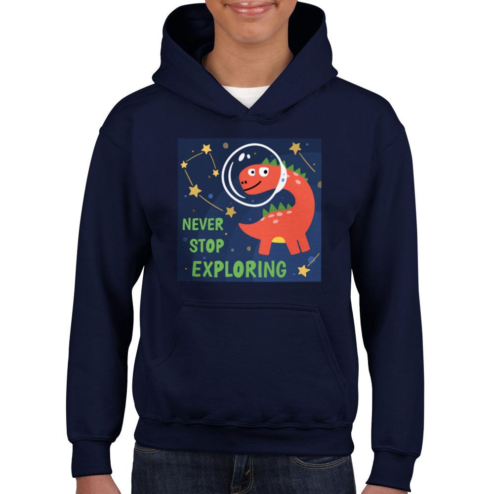 Space explorer dinosaur Kids Pullover Hoodie