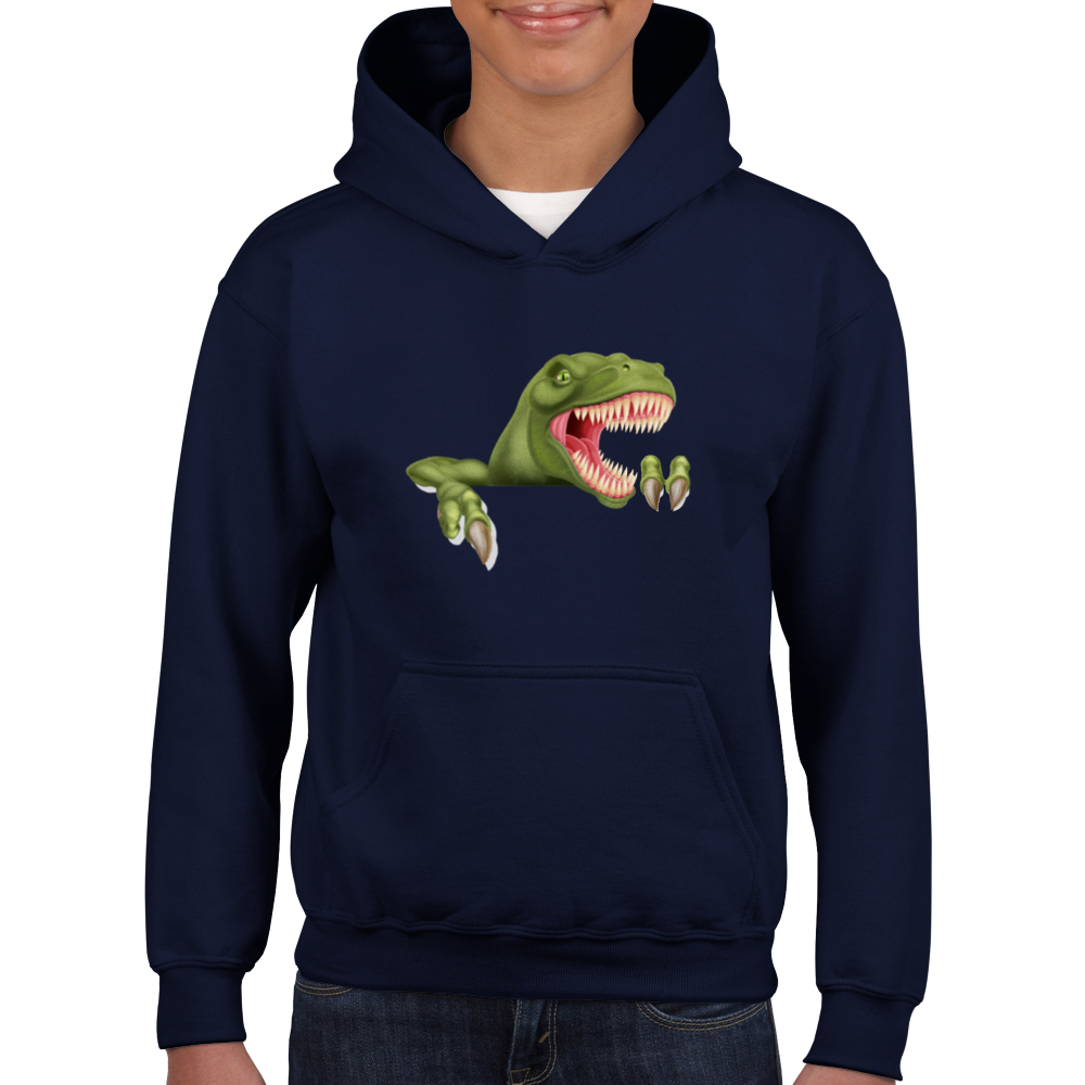 Angry dinosaur Kids Pullover Hoodie