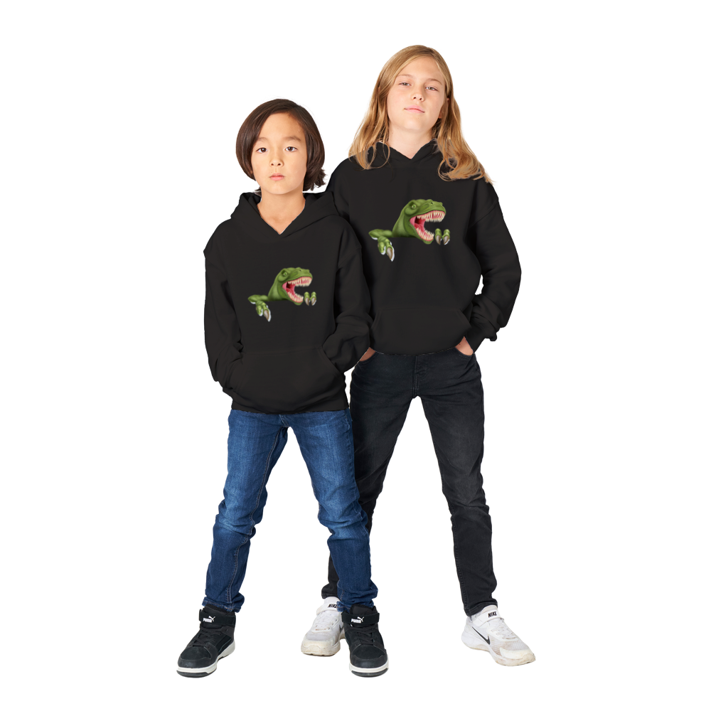 Angry dinosaur Kids Pullover Hoodie