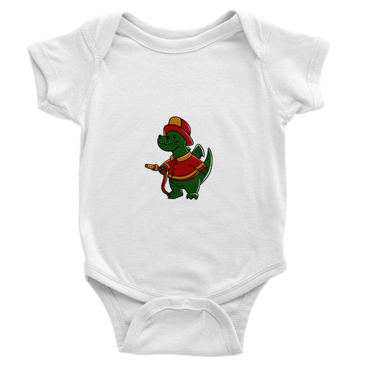 Fireman dinosaur Baby Short Sleeve Onesies