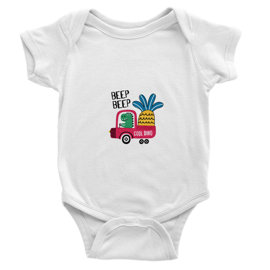 Lorry driver dinosaur Baby Short Sleeve Onesies