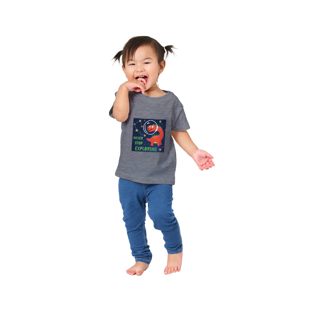 Never stop exploring Dinosaur Baby T-shirt