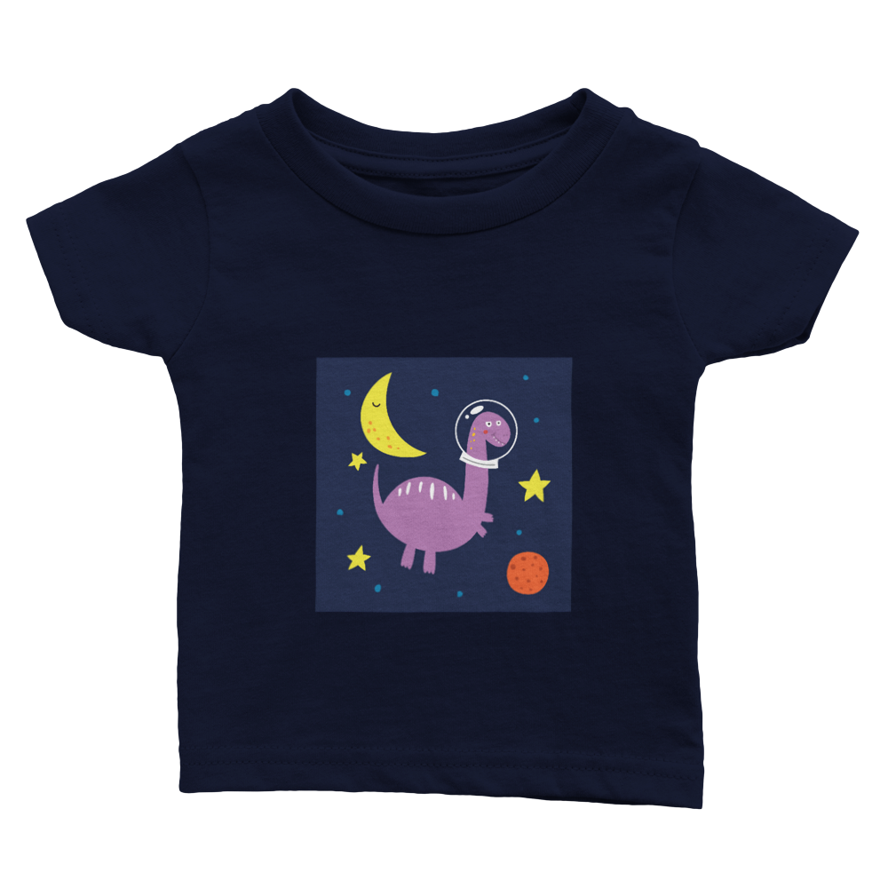 Moon and stars dinosaur baby T-shirt