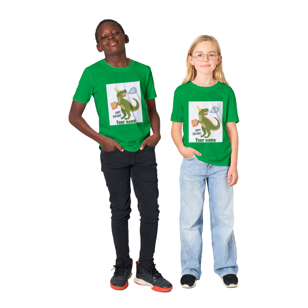 Personalised dinosaur theme Kids birthday T-shirt