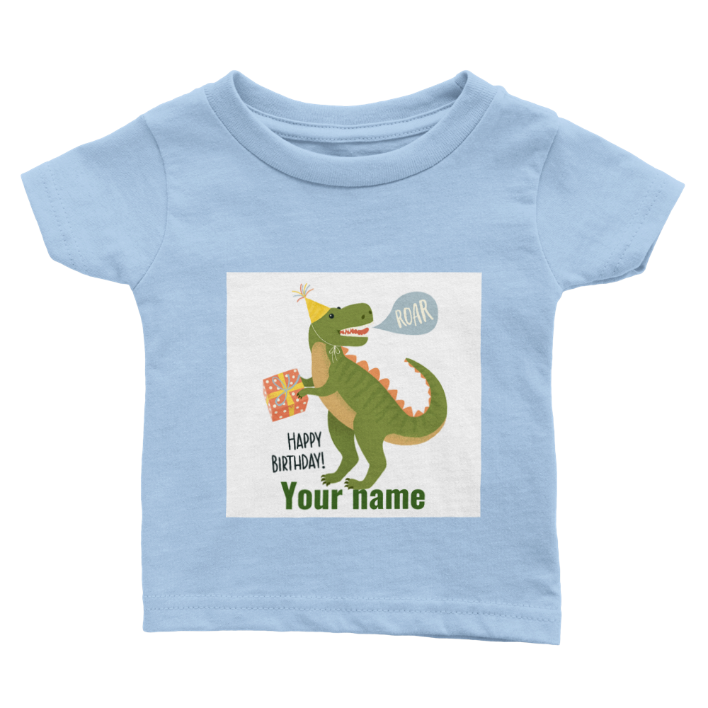 Personalised dinosaur theme baby birthday T-shirt