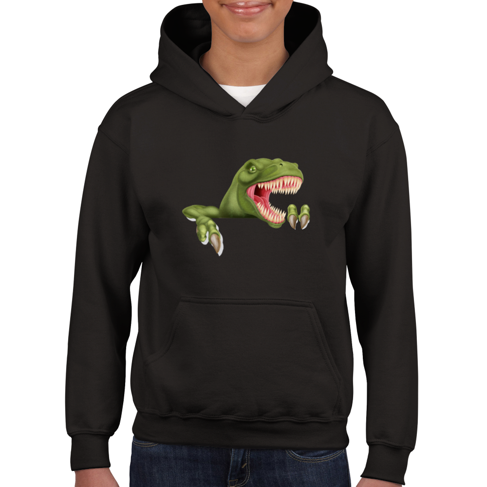 Angry dinosaur Kids Pullover Hoodie