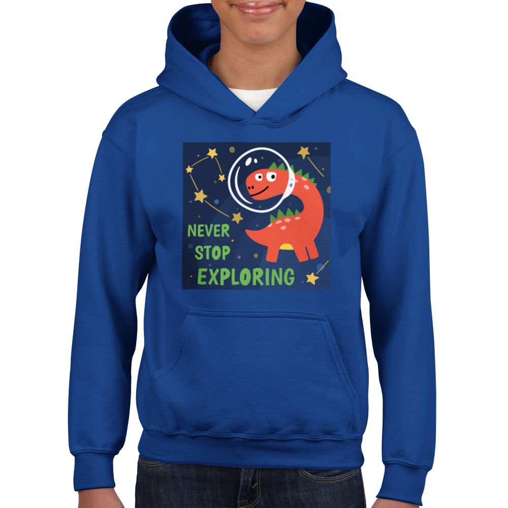 Space explorer dinosaur Kids Pullover Hoodie