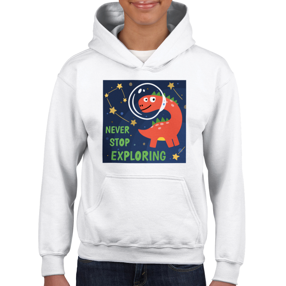 Space explorer dinosaur Kids Pullover Hoodie