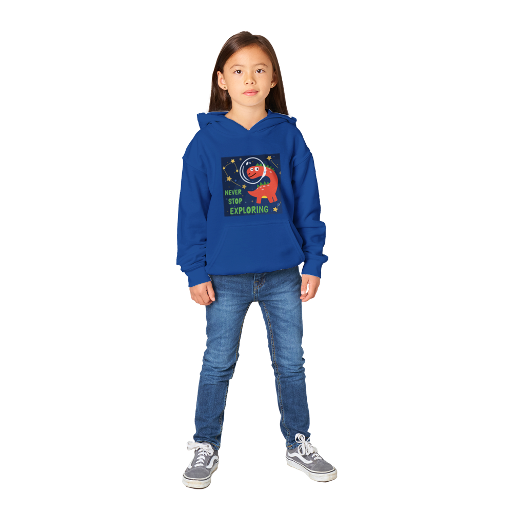 Space explorer dinosaur Kids Pullover Hoodie