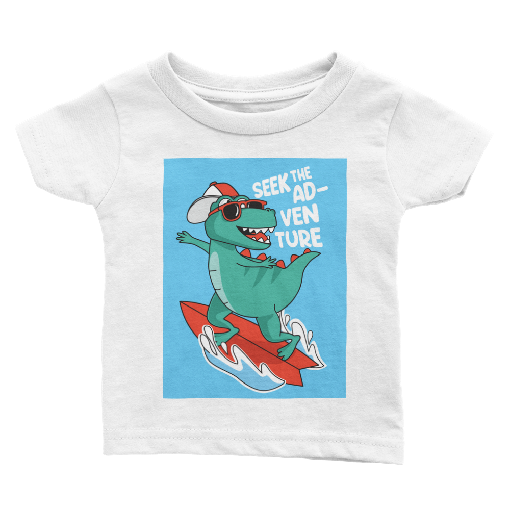 Surfing dinosaur baby T-shirt