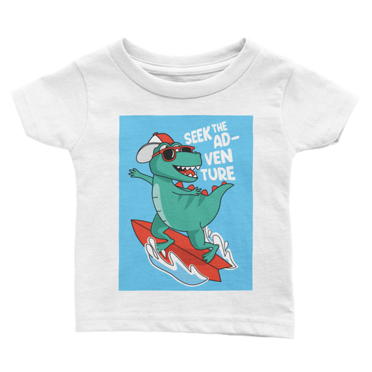 Surfing dinosaur baby T-shirt