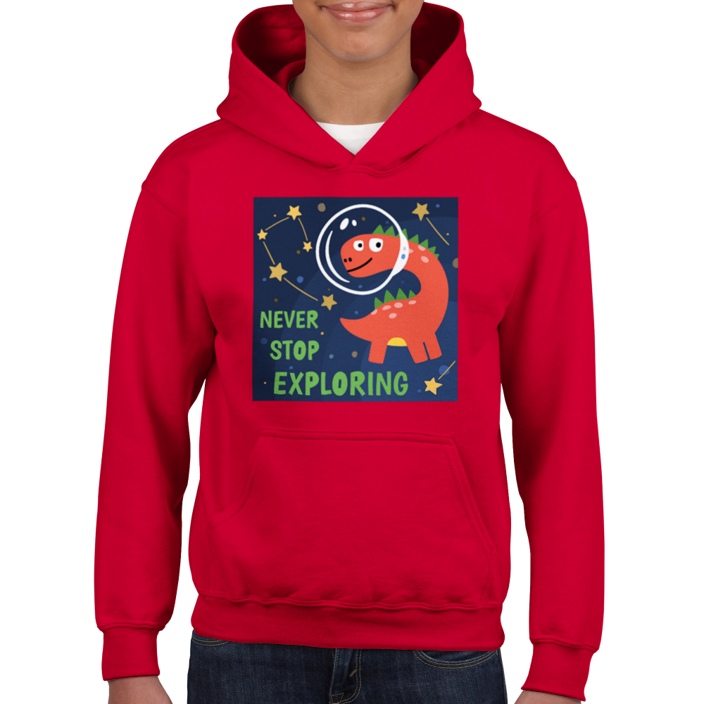 Space explorer dinosaur Kids Pullover Hoodie