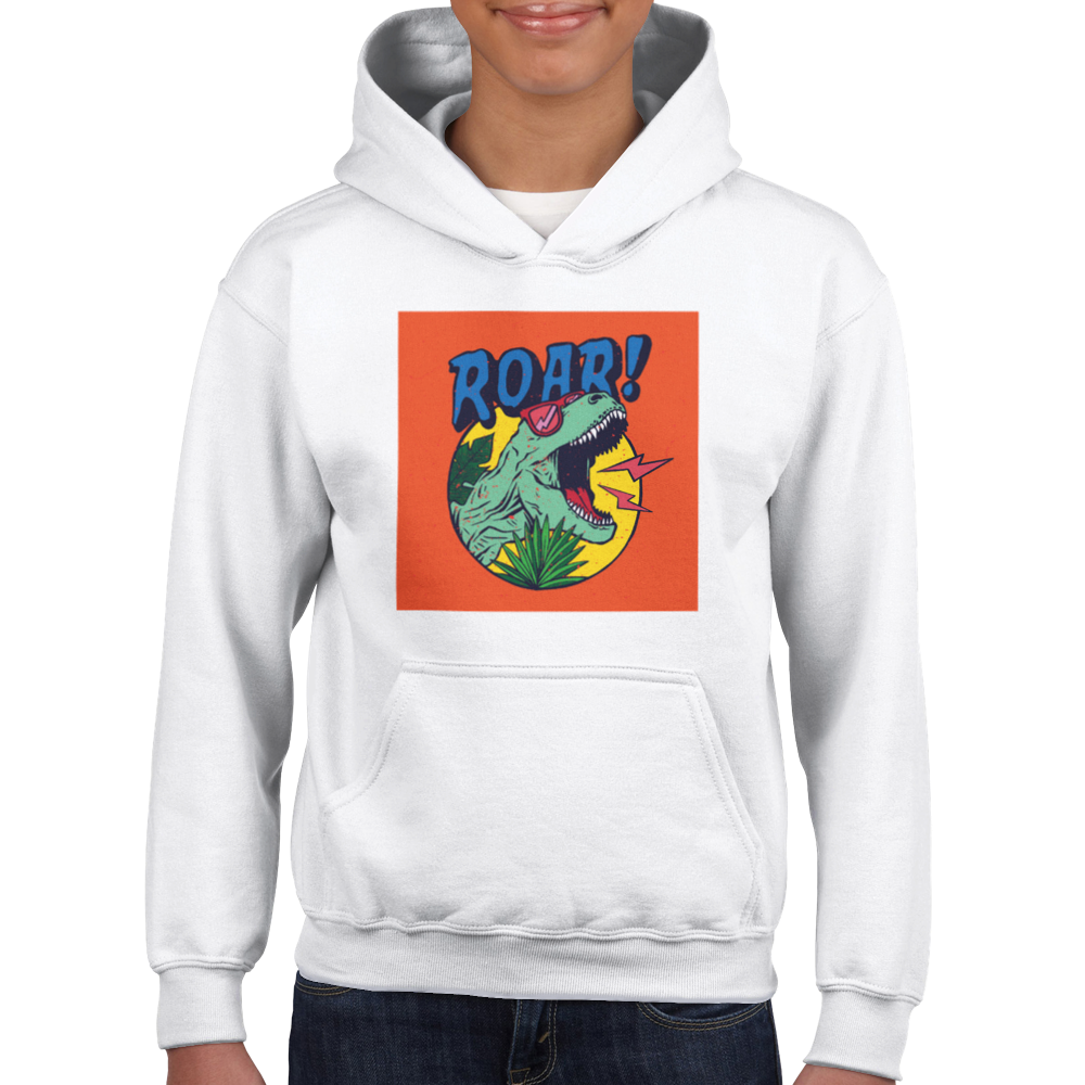 Roaring dinosaur Kids Pullover Hoodie