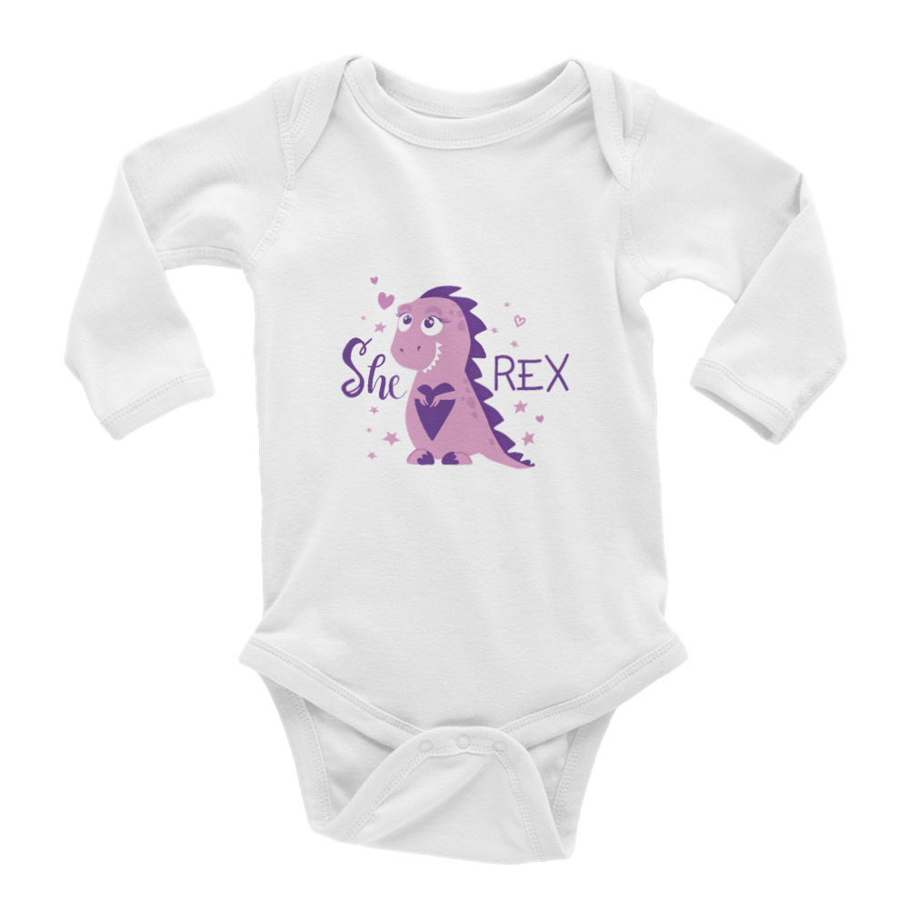 She Rex Baby Long Sleeve Onesies