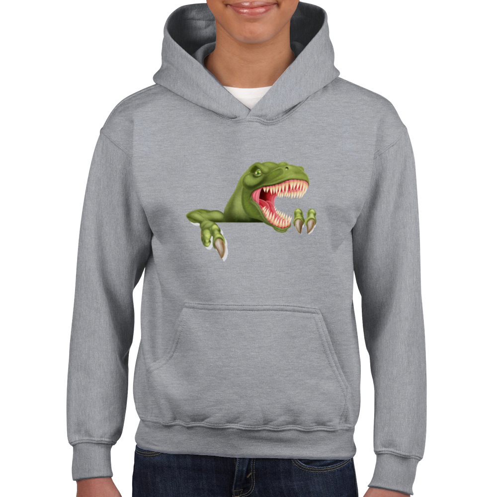 Angry dinosaur Kids Pullover Hoodie