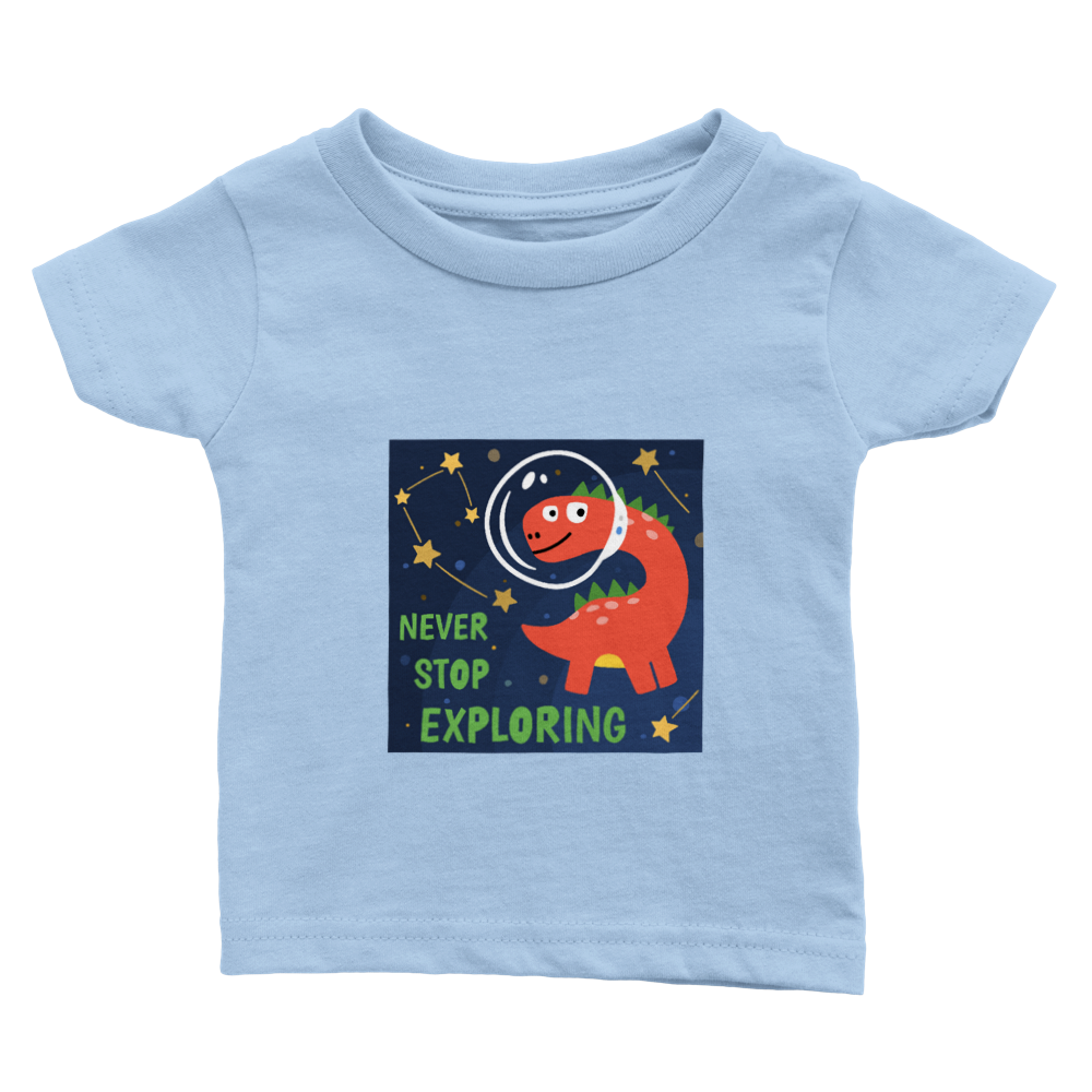 Never stop exploring Dinosaur Baby T-shirt