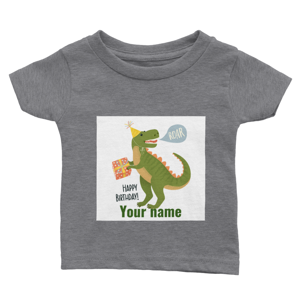 Personalised dinosaur theme baby birthday T-shirt