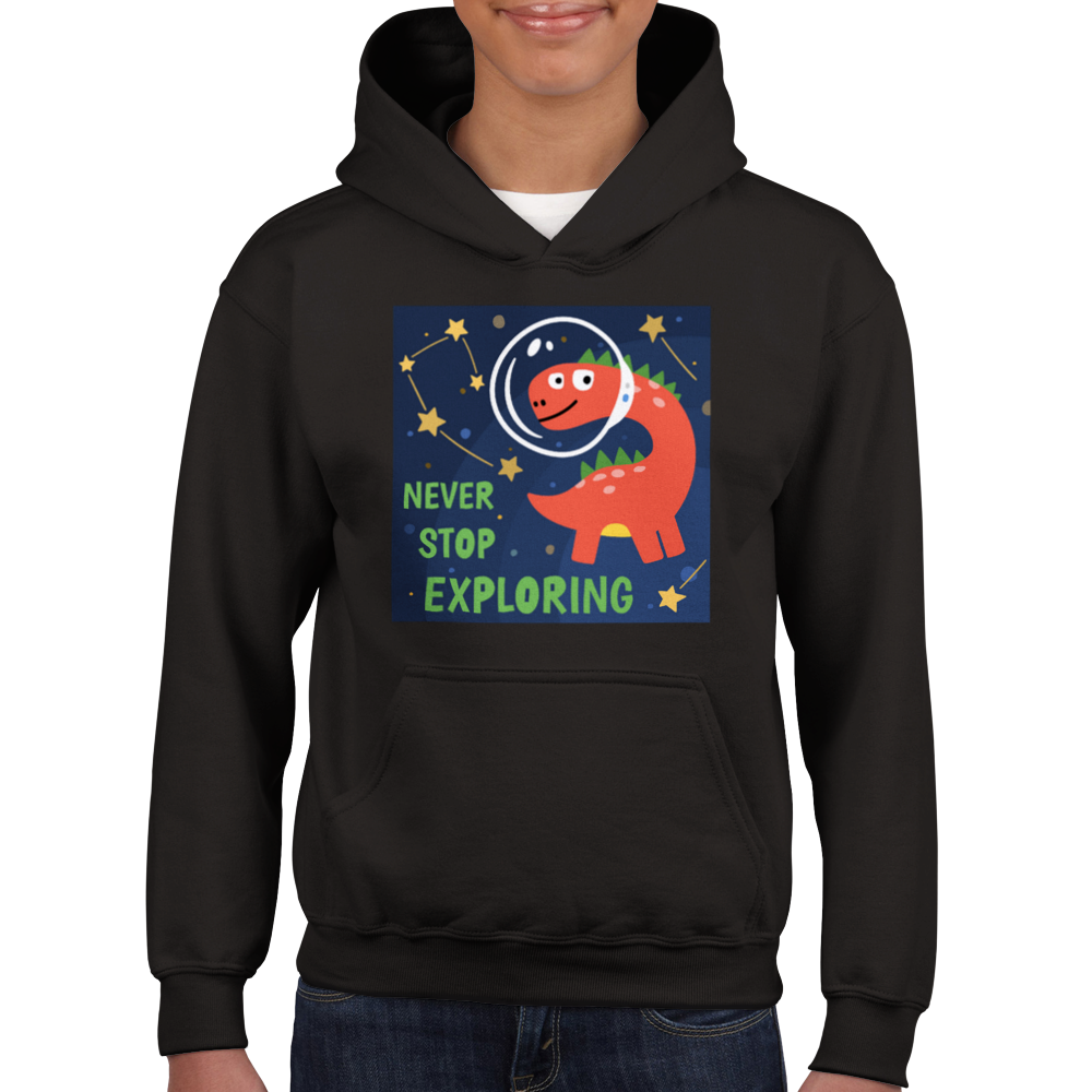 Space explorer dinosaur Kids Pullover Hoodie