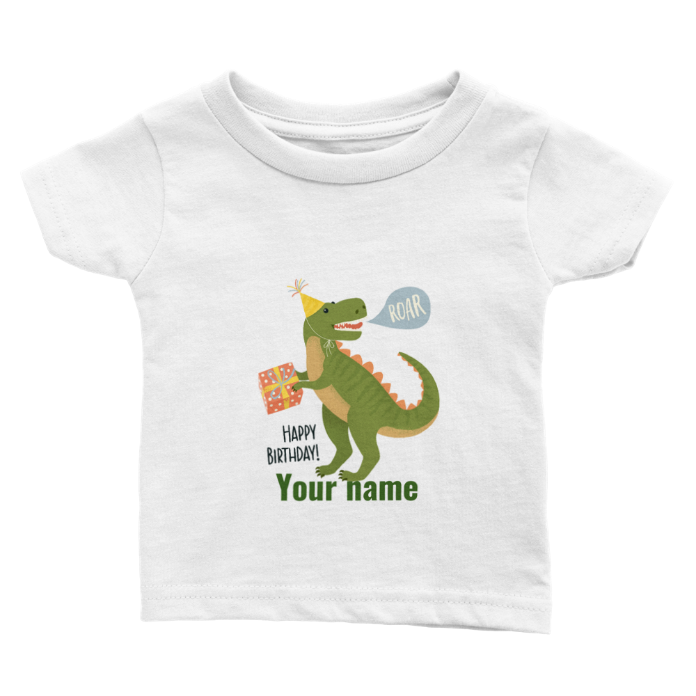 Personalised dinosaur theme baby birthday T-shirt