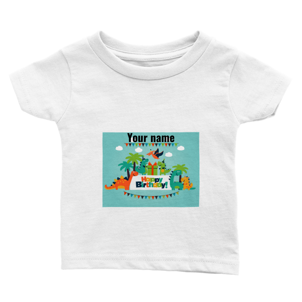 Personalised dinosaur theme baby birthday T-shirt