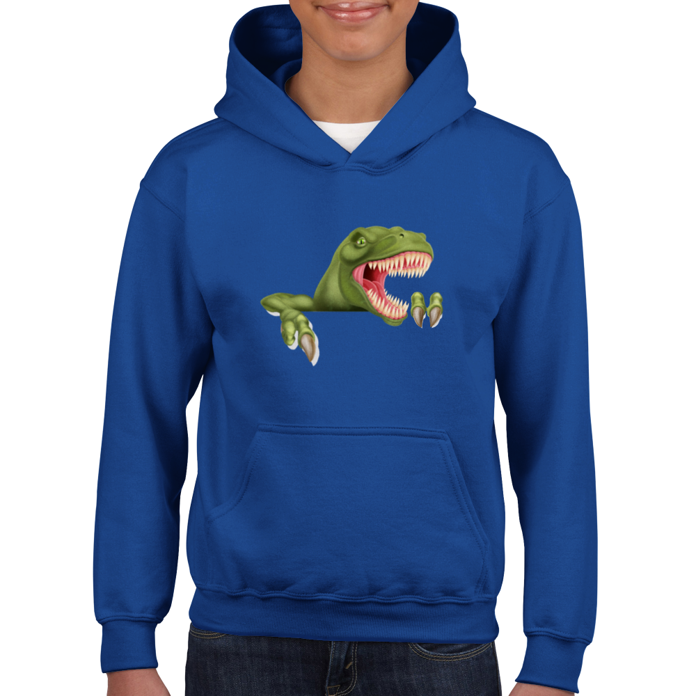 Angry dinosaur Kids Pullover Hoodie