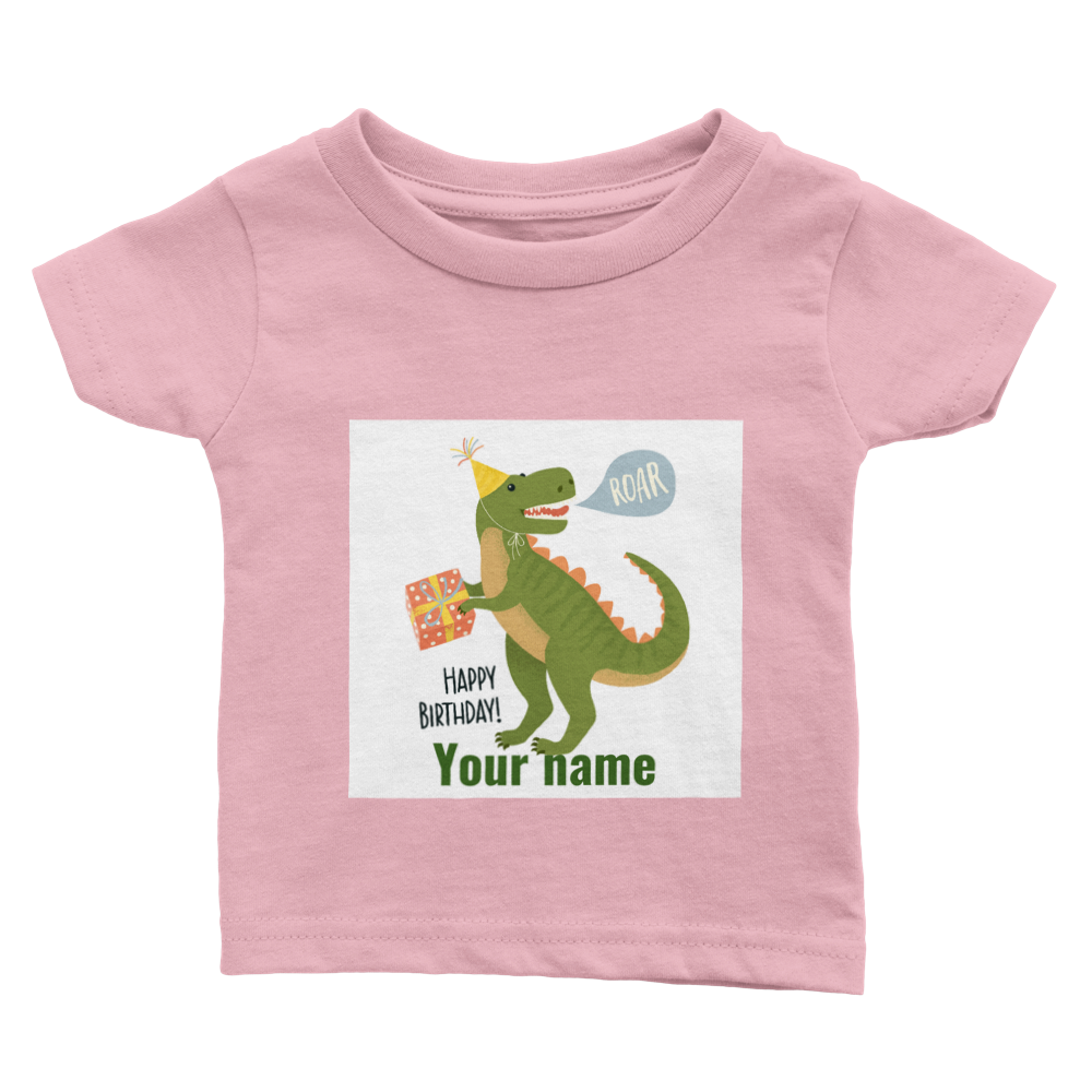 Personalised dinosaur theme baby birthday T-shirt