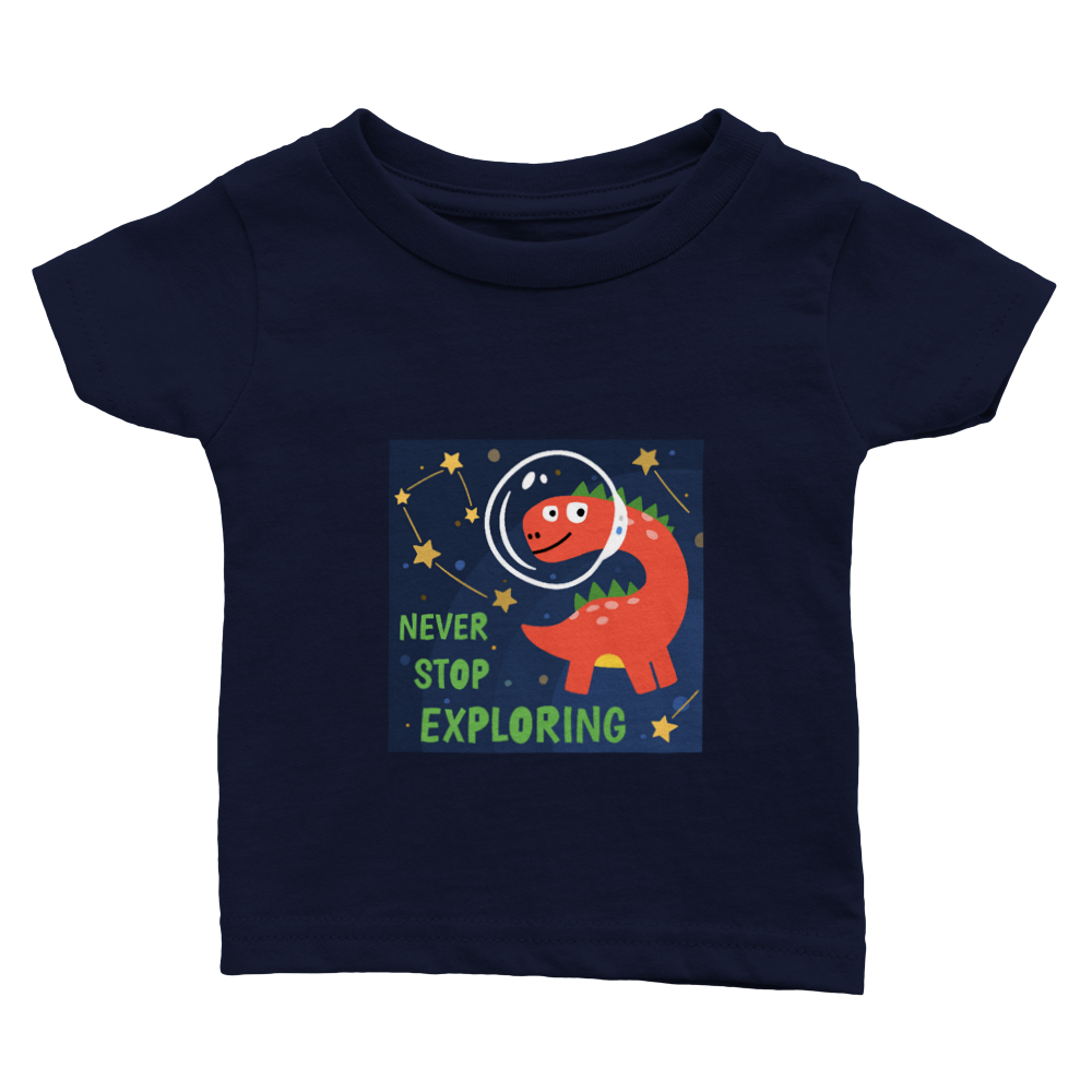 Never stop exploring Dinosaur Baby T-shirt