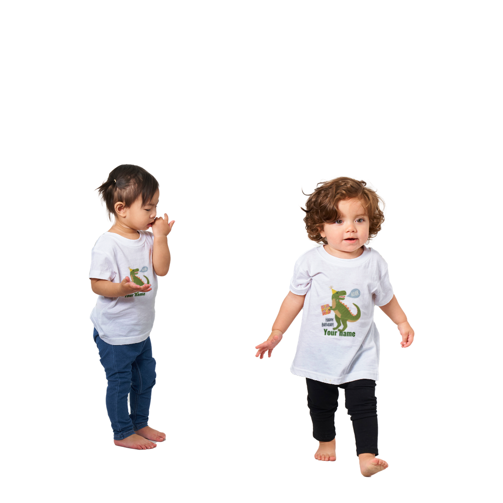 Personalised dinosaur theme baby birthday T-shirt