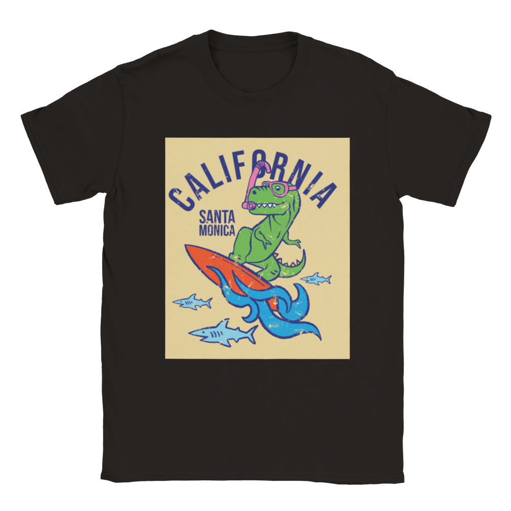 Surfing T-rex kids dinosaur T-shirt