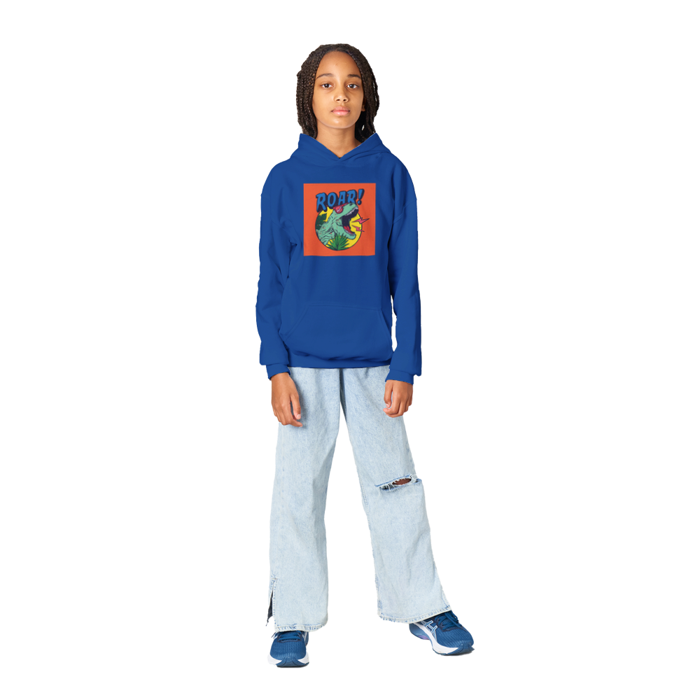 Roaring dinosaur Kids Pullover Hoodie