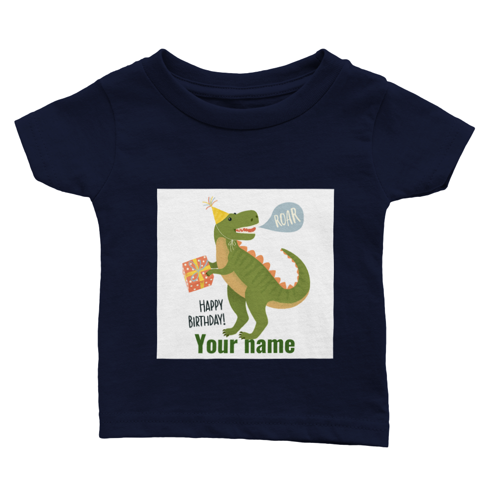 Personalised dinosaur theme baby birthday T-shirt