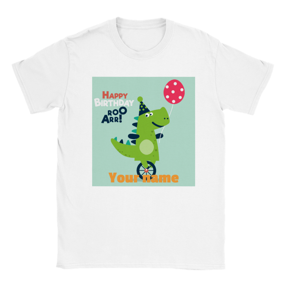 Personalised dinosaur theme kids birthday t-shirt