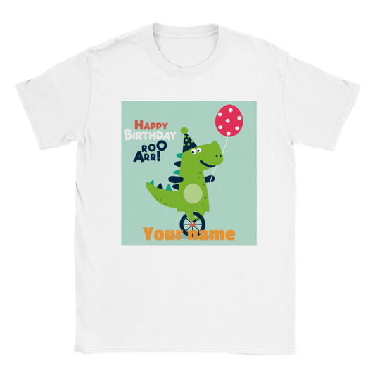 Personalised dinosaur theme kids birthday t-shirt