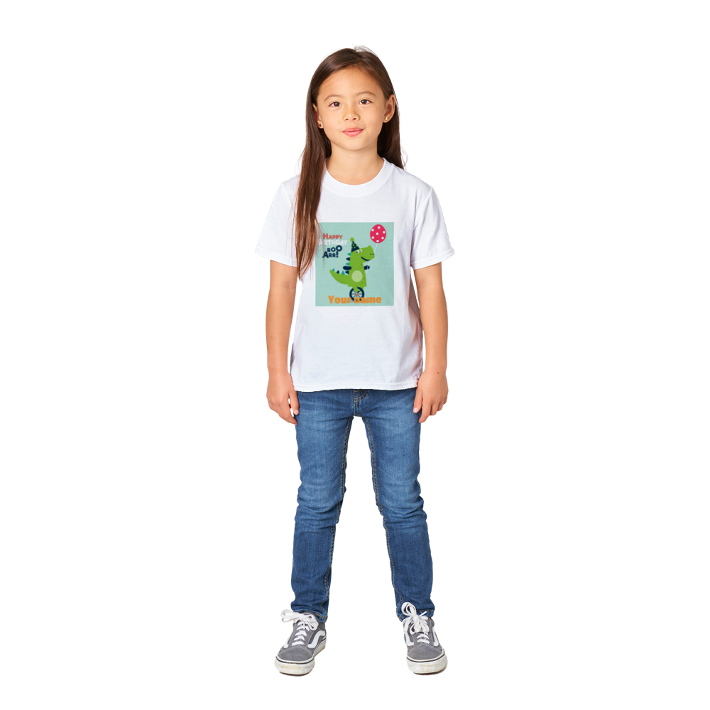 Personalised dinosaur theme kids birthday t-shirt