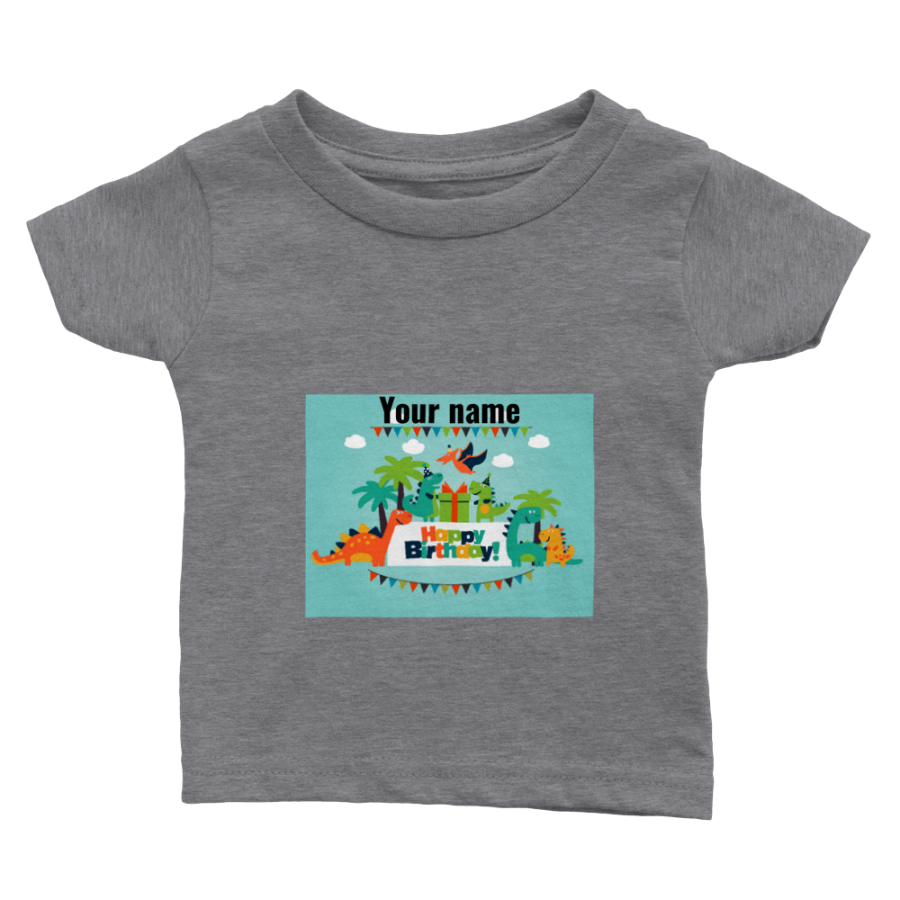 Personalised dinosaur theme baby birthday T-shirt